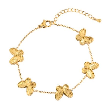 Titanarmbands i stål, klar söt nischdesign, 18k guld fjärilssmycken, lätt lyxigt high-end armband i rostfritt stål
