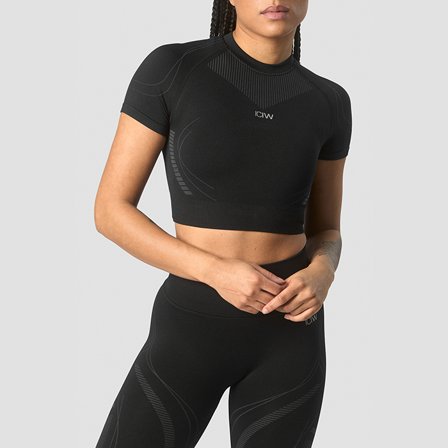 ICANIWILL Ultra Seamless Cropped T-shirt Wmn, Black