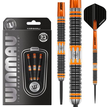 Winmau Darts Nitin Kumar 23g Steel Tip - Professional Orange/Black Tungsten Darts,Prism,India's Top Player,Game Enhancing Features