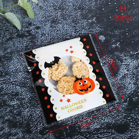 50 stk Halloween Gaveposer Kiks Slik Emballagepose Spøgelsesfestival Fest Gave Snacks Ziplock Pose Glædelig Halloween Fest Dekoration