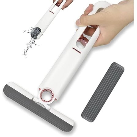 Mini Rengjøringsmopp - Mini Bærbar Mopp - Mini Håndfri Mopp - Automatisk Mopp, med Vridningsfunksjon, for Vinduer, Gulv, Veggfliser, Biler, etc.