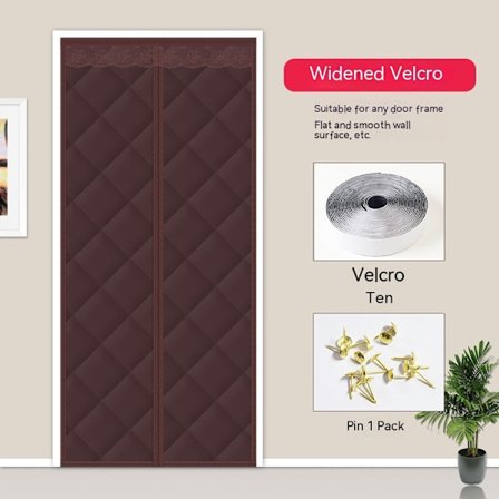 Magnetisk Termisk Isoleret Dørgardin, Centeråbning, Holdbart Oxford-stof & Tyk Polyesterfiberfyld, Vejrbestandig