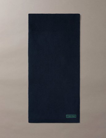 Calvin Klein Patch Chunky Rib Cotton Scarf - Black - ONE SIZE