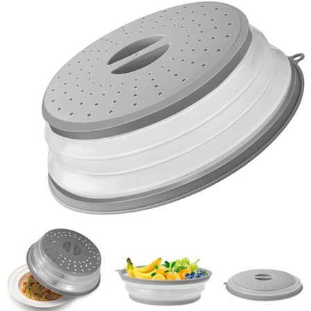 Mikrobølgeovn Lokk - Sprutbeskyttelse - Sammenleggbart Filter - Varmebestandig til 100°C - Rund x 26,5cm