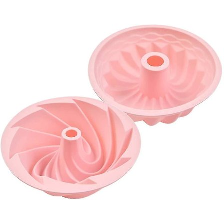 2 kpl 6 tuuman silikonisia kakkuvuokia, tarttumattomia, spiraali- ja kurpitsakakkuvuokia (vaaleanpunainen)