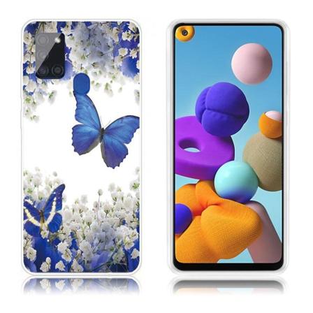 Deco Samsung Galaxy A21s Etui - Blå Sommerfugl Blue