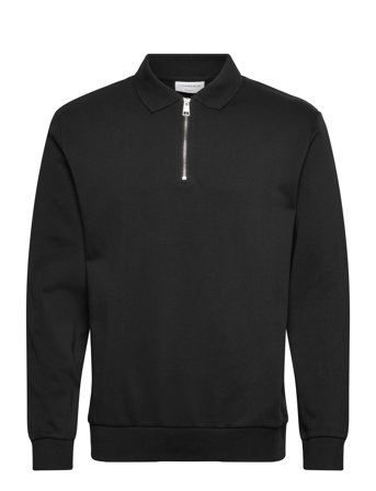 Lindbergh Sweat Polo With Zip L/S - Black - M