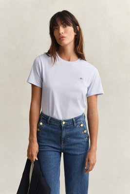 GANT - Klassisk t-skjorte med shield-logo til dame light blue
