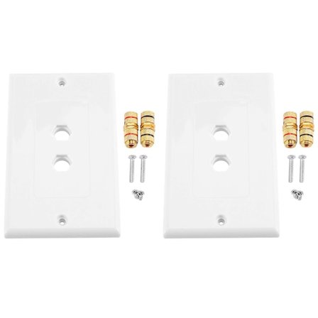 2 kpl Yksittäinen 1.0 Kaiutinkaapelin Seinälevy (Banaaniliitin Seinälevy) 1.0 Kaiuttimelle, Valkoinen