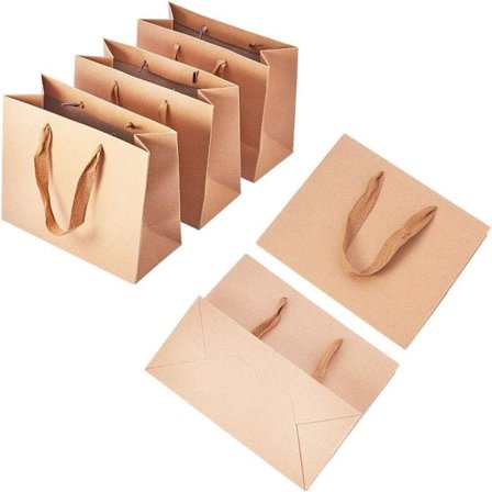 10 kpl Paper Gift Bags, Kraft Gift Bag Brown Large Paper Bags Simple Gift Bags with Handles for Mother's Day Wedding, Birthday, Party Gifts
