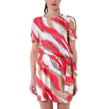 Elisabetta Franchi, Short Foulard print dress with fusciacca Rood, Dames, Maat:S,stof