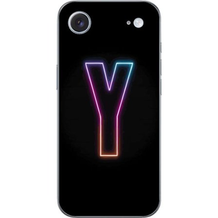 Yhteensopiva Puhelinkuori Apple Apple iPhone 17 Air Minimalistinen neonkirjain Y värinvaihtuvassa valossa mustaa taustaa vasten