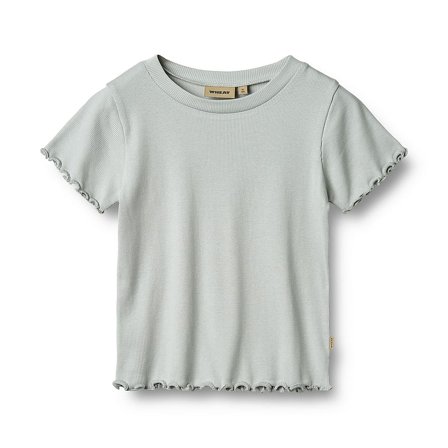 WHEAT Rib T-Shirt Short Sleeve Irene Soft Blue Str 116/6 år, Tøj & Bolig, Børnetøj, Børneundertrøjer