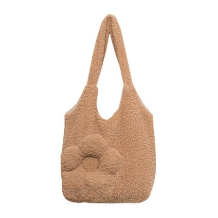 Axelväska med stor kapacitet Vintage Tote Clutch Bag Casual mjuka plyschväskor