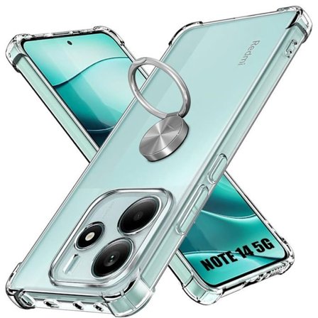 Skyddsskal - E.F.CONNECTION - För Xiaomi Redmi Note 14 5G - Rotating ring - Stötsäker - Transparent