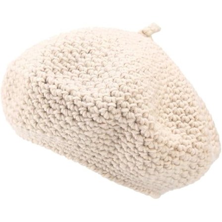 Vinterstickad basker dam varm mössa beige