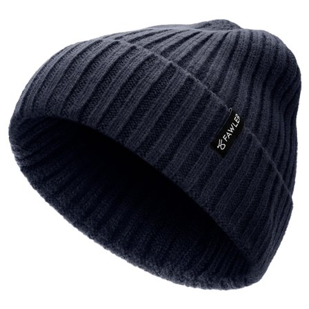 Arctic | Berretto blu navy a coste in misto lana per uomini - Berretti invernali