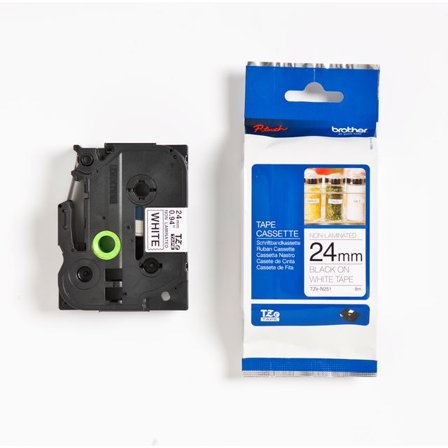 BROTHER Tape TZEN251 24mm svart på vit - Lyreco - Kontorsmaskiner - Märkmaskiner och tape - Tape - Brother TZ