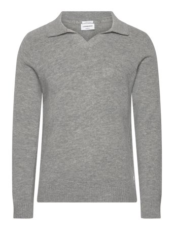 Lindbergh | Lambswool L/S V-Neck Polo | L