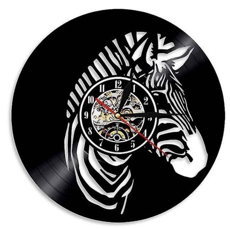 Zebra Vinyl Record Väggklocka Retro Heminredning Väggklocka