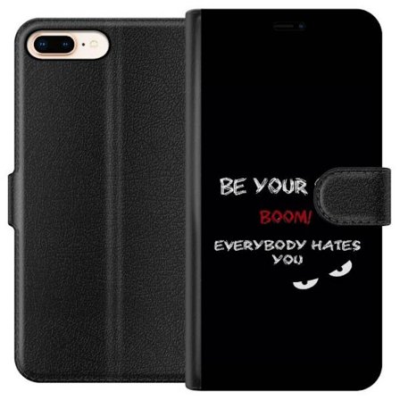 Yhteensopiva Lompakkokotelo Apple iPhone 7 Plus Tumma minimalistinen tekstillustraatio ironisella viestillä ja uhkaavan silmien mustalla kontrastilla