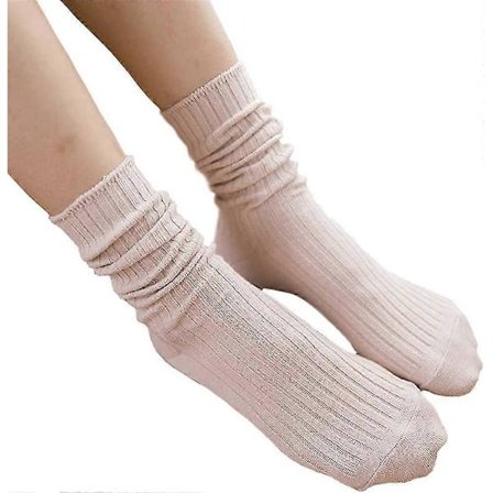 Cotton Socks Set for Women Ladies Girls Her Cute Fashion Funny Beige3 Pairs