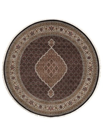 Annodato A Mano Tabriz Royal Tappeto Ø 252 Di Lana Marrone/Nero Largo