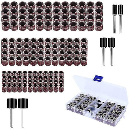 150-delars Slip- och Trummslipande Set, Inkluderar 144 Slipband, 6 Trummor för Dremel Rotationsverktyg [DB]