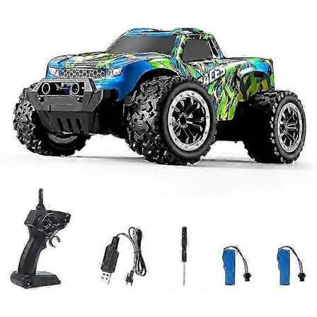 RC Fjernstyret Bil til Børn, 1:20 Offroad RC Bil med 60 Minutters Spilletid, 2.4 GHz 20 km/t Monstertruck Legetøj med 2 Batterier til Drenge Piger fra