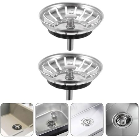 80mm pesualtaan tulppa 304 ruostumatonta terästä korroosionesto pesualtaan siivilätulppa, 2 kpl[SL]