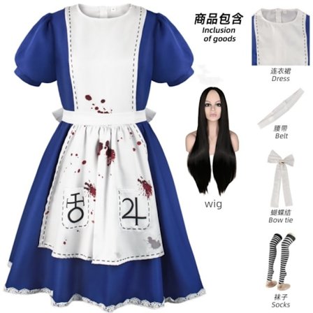 Spillet Alice: Madness Returns Cosplay Kostume Alice Pige Uniform Voksen Kvinde Halloween Anime Pige Karneval Kjole Udklædningsfest S S[JSR]