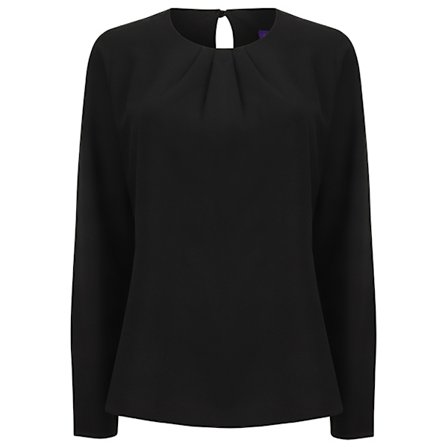 Henbury Långärmad blus för dam/dam framtill, Svart