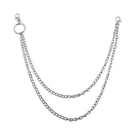 3x Unisex Metal Pung Kæde Jeans Biker Rocker Dobbelt Lag Halskæde 2 Lag [DB]