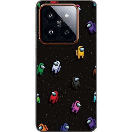 Yhteensopiva Puhelinkuori Xiaomi Xiaomi 14 Pro Among Us-kuviointi värikkäillä hahmoilla avaruudessa, leikkisä peliteema täydellinen Among Us-peli