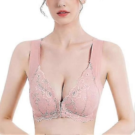 Dam Plus Size Frontknäppning Spets Hållningskorrigerande BH Bekväm Sömlös Full Coverage BH
