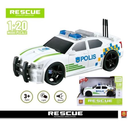 Polisbil Leksak 20 cm – Friktionsbil Barn med Siren, Ljus & Ljud