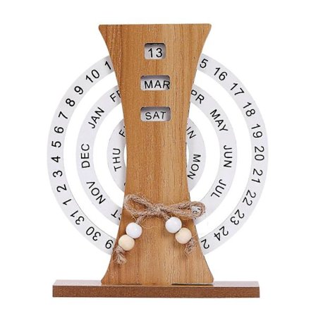 Evigvarende kalender i tre, kunsthåndverk, skrivebordskalender for hjemmekontor, månegave