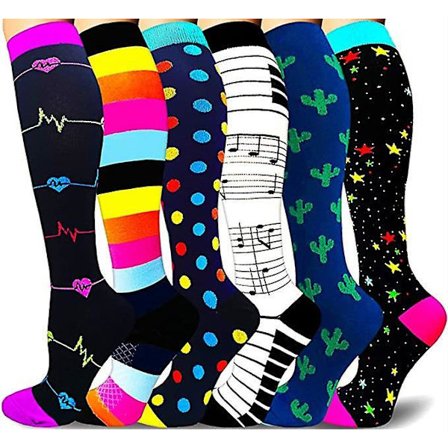 Compression Socks For Women & Men Circulation 6 Pairs For Athletic Running Cycling