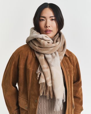 GANT - Monogram-ullskjerf til dame warm khaki