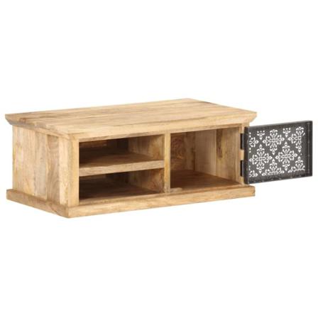 Vidaxl Soffbord Med Dörr 90x50x35 Cm Massivt Mangoträ Svart