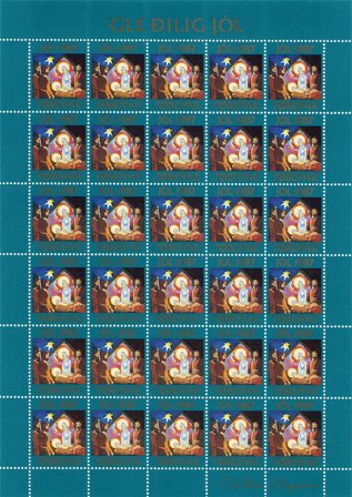 Færøerne - Julemærkeark 1987 - Utakket øvre marginal - Ubrugt eller foldet