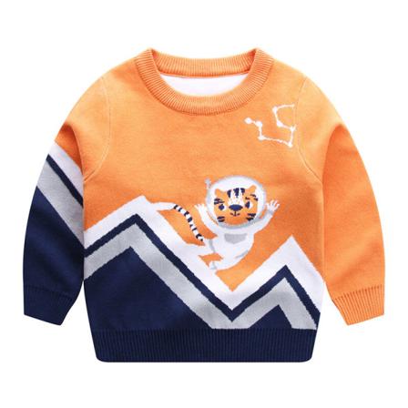 Kids Dinosaur Printed Warm Jumper Top Crew Neck Stickade Tröjor