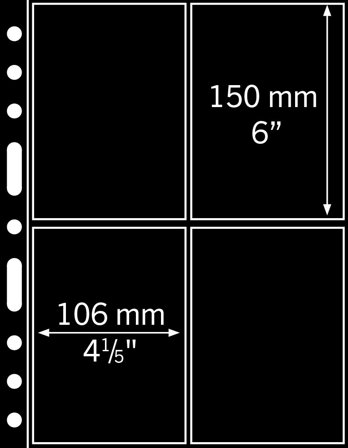 GRANDE 2ST lommer til postkort - 5 stk. - Sorte