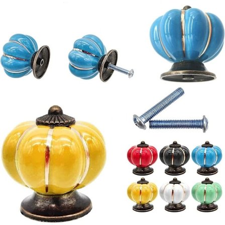 Kreativa pumpaformade lantliga knoppar (gul*1, röd*1, blå*1, grön*1, svart*1, orange*1, vit*1) lämpliga för hemmet