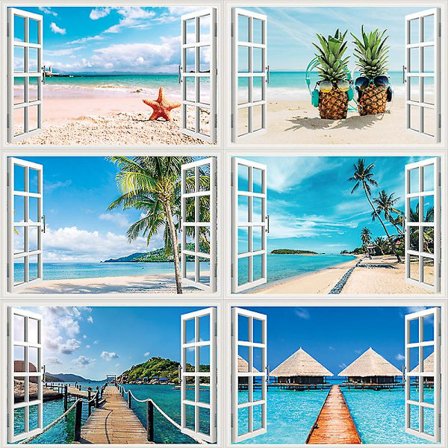 Dww-43,5x70cm Simuloitu Ikkunatarra - Kirsikankukka Lumihuippu Seinä 3D Maisematarra Julisteet Sisustus Olohuone Makuuhuone Koti Dekor Koti