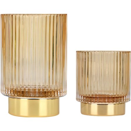 IC Sminkborsthållare Organizer, Kristall Sminkborste Glasborsteförvaringsställ, Vintage Makeup Brush Cup Pennhållare Randig Vas (Kaffe S+L)