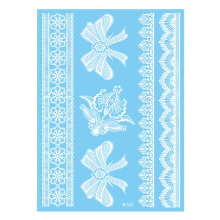 Vita Lace Spets Temporära Fejk Fake Tattoo Tatueringar