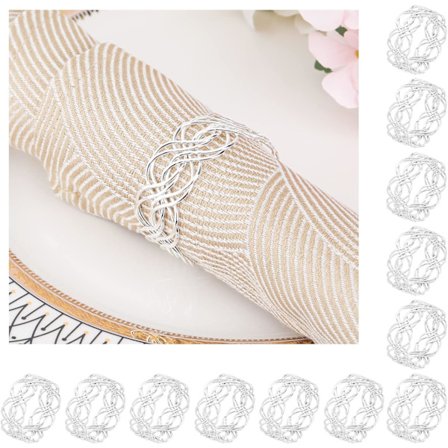 12 st Servettringar, Metalliska Tvinnade Servettringar Servettringhållare för Bankettmiddag, Servettspänne Bordsdekoration