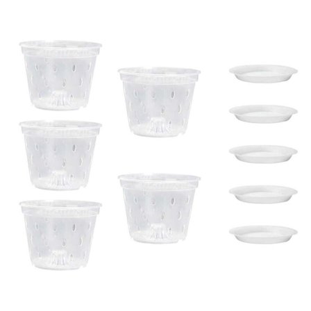 5 stk/sett Blomsterpotte Blomsterpotte Med Brett Grønn Plante