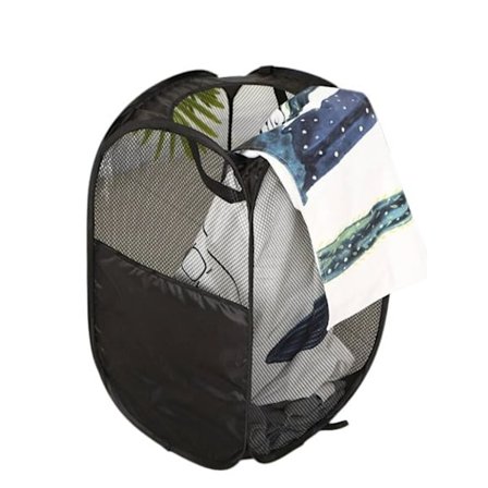 Vasketøjskurv i net, sort